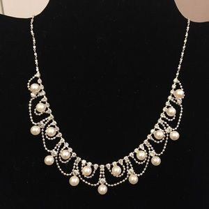 CZ Pearl and Silver Necklace